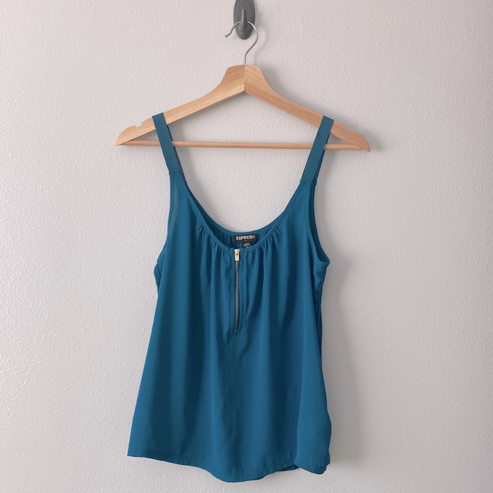 3 for $10 Express teal sexy business casual shell tank top front zipper blouse